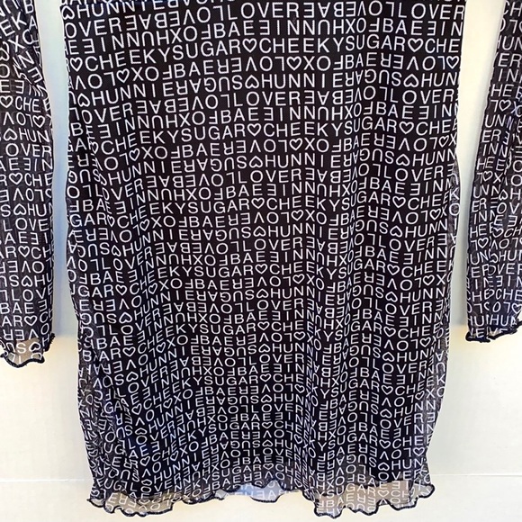 Princess Polly Womens 8 black Text me long sleeve mini dress-TIE NOT INCLUDED - Picture 6 of 8